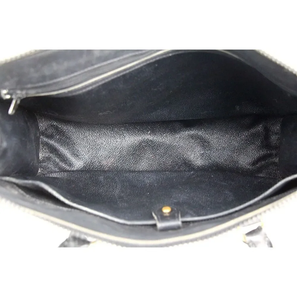 VTG Dooney & Bourke PEBBLED BLACK GENUINE LEATHER BUSINESS SHOULDER BAG PURSE
